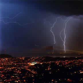 Twin Strike over the San Mateo Bridge