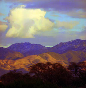 Cumulus and Snow-Capped Peaks