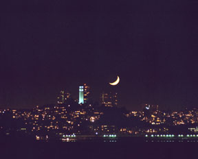 Coit Tower and Crescent Moon